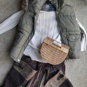 Lucky brand cream and gold sweater size S small